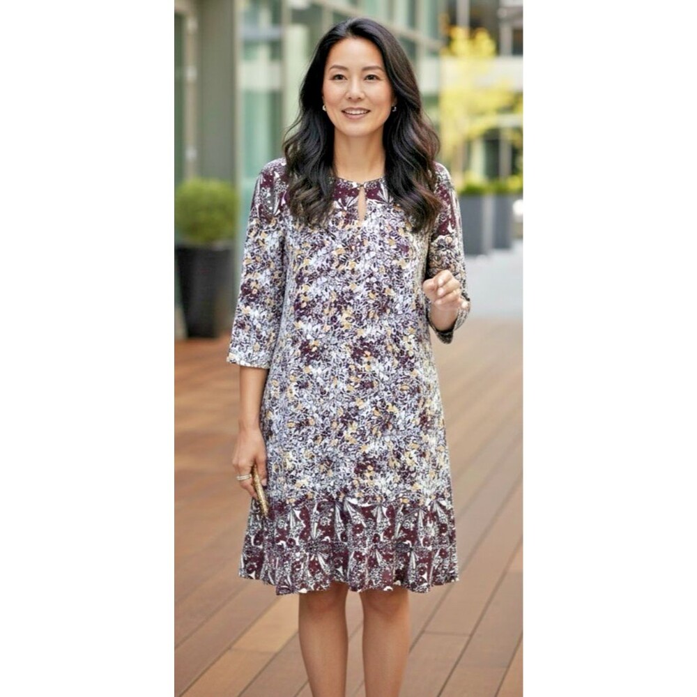 Brora NEW! womens 3/4 sleeve lined floral dress knee length US 10 (UK 14) luxury